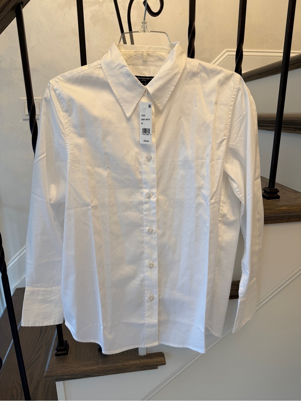 NWT French Connection White Poplin Button Down Shirt - Size XS